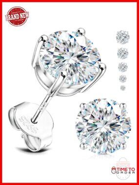 Moissanite Stud Earrings 925 Sterling Silver D Color VVS1 Hypoallergenic
